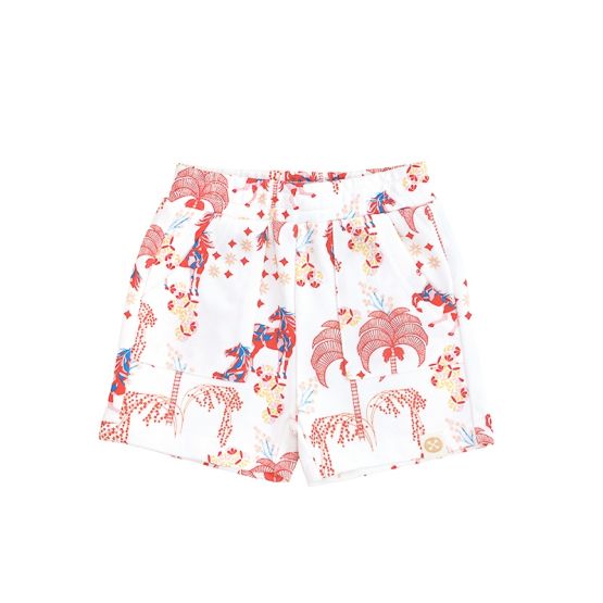 Zodiac Series - Boys Jersey Shorts in Red Carnival Horse Print