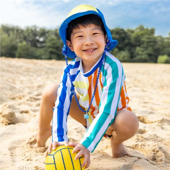 Rash Swim Top in Rainbow Stripes
