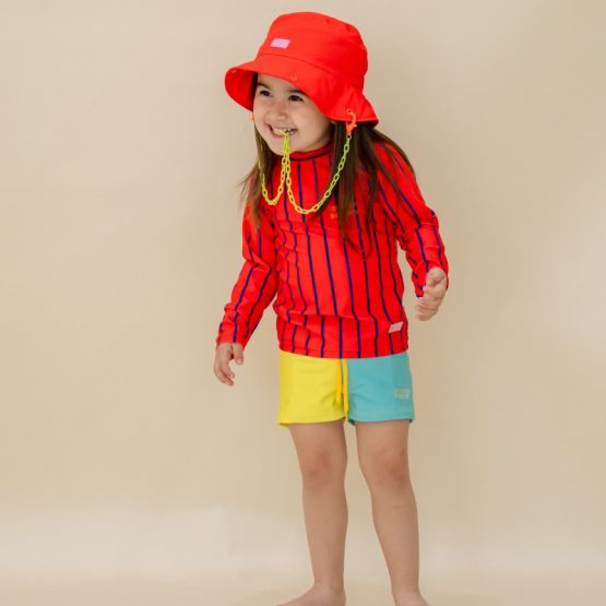 Rash Swim Top in Red Stripes