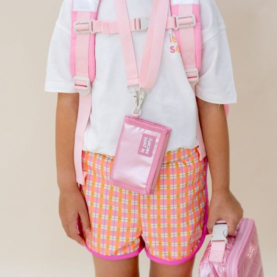 Kids Wallet With Lanyard - Metallic Pink 