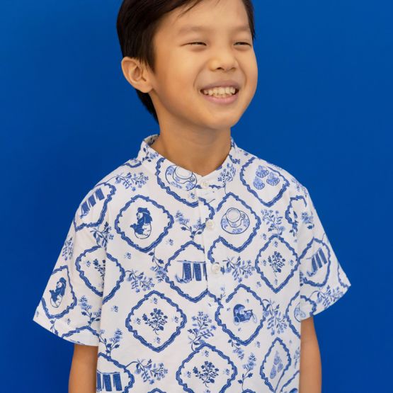 Heritage Series - Boys Jersey Shirt in Porcelain Motif