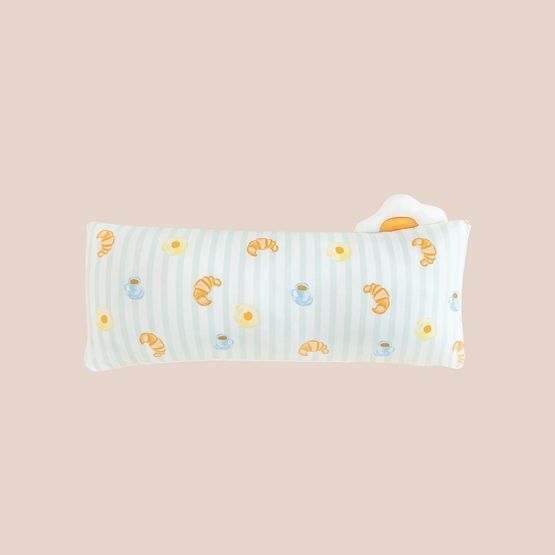 A kids' pillow in size medium with a print of breakfast food, from Le Petit Society.