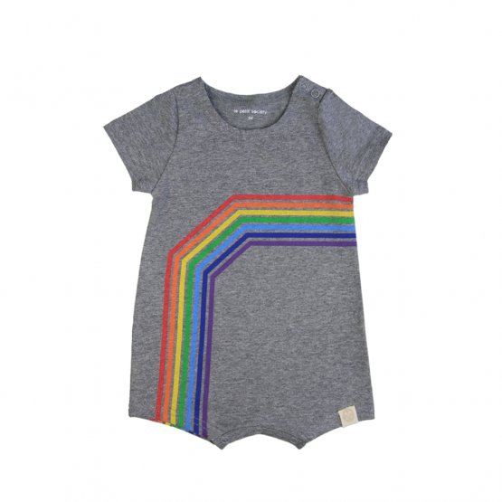 Rainbow Series - Baby Romper in Melange Grey (Left Arc)