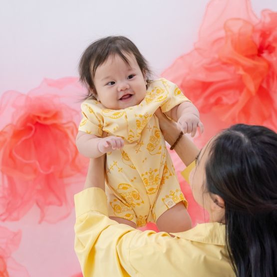 Lion Dance Series - Baby Boy Romper in Yellow