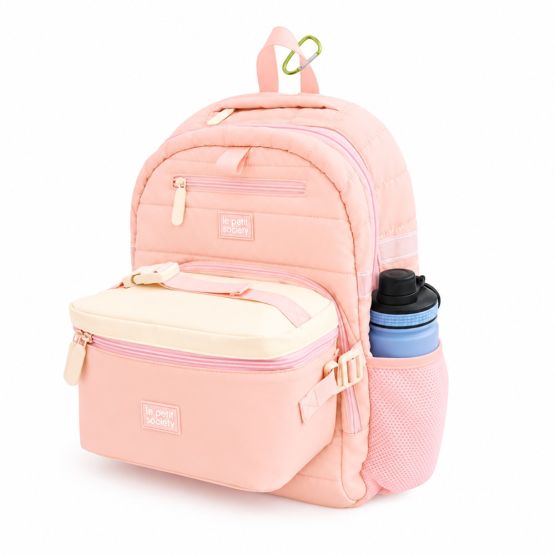 LPS Single Pocket Backpack and Lunch Bag Bundle - Marshmallow Pink Puffer