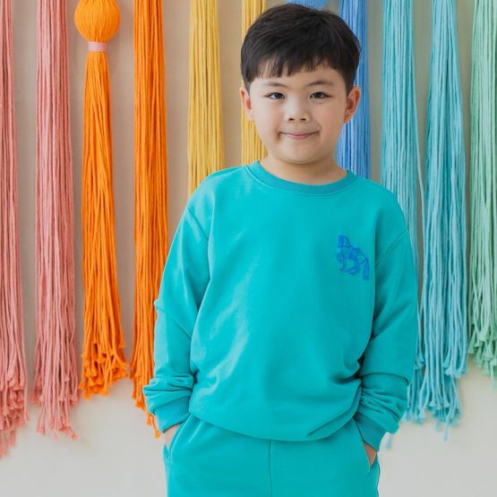 Zodiac Series - Kids Pullover in Green with Embossed Horse Print