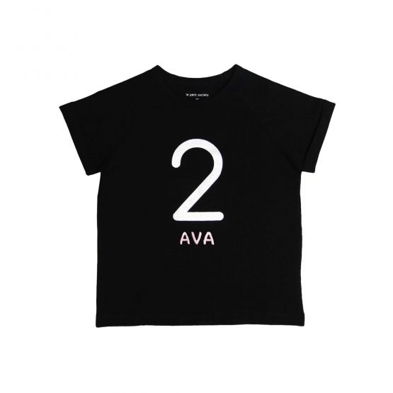 Number 2 Tee in Black/Silver
