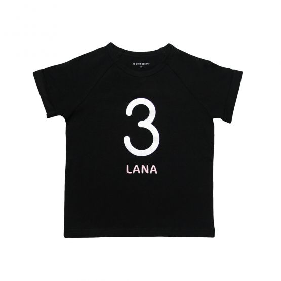 Number 3 Tee in Black/Silver