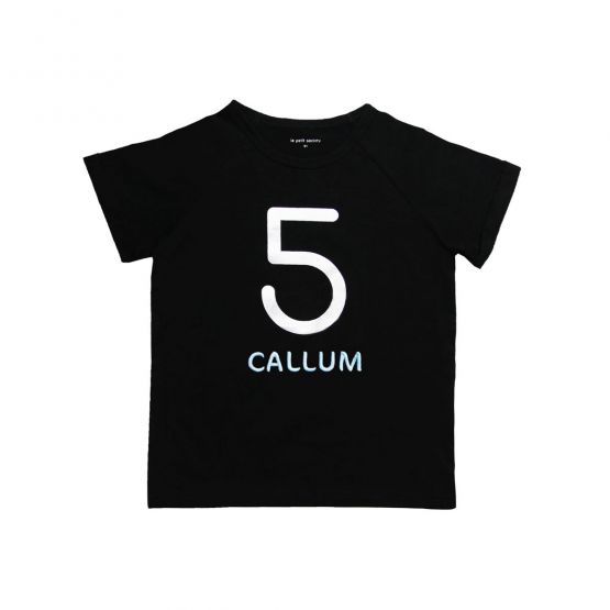 Number 5 Tee in Black/Silver