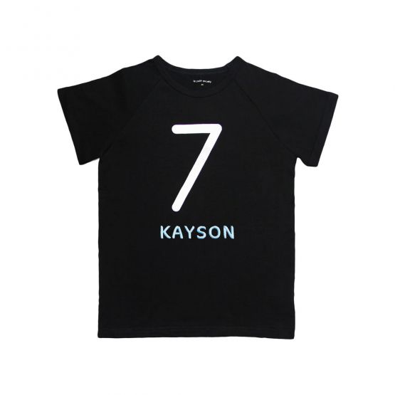 Number 7 Tee in Black/Silver