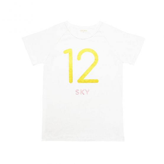 Number 12 Tee in White/Gold