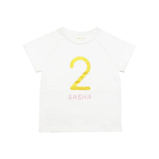 Number 2 Tee in White/Gold