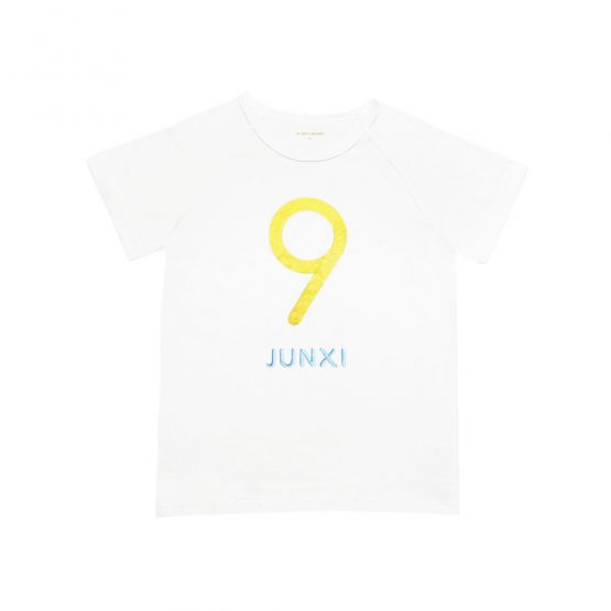 Number 9 Tee in White/Gold