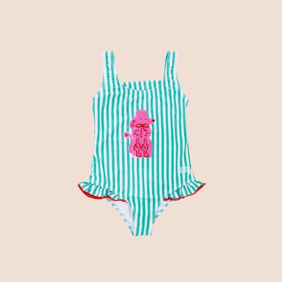One Piece Swimsuit in Poodle Print