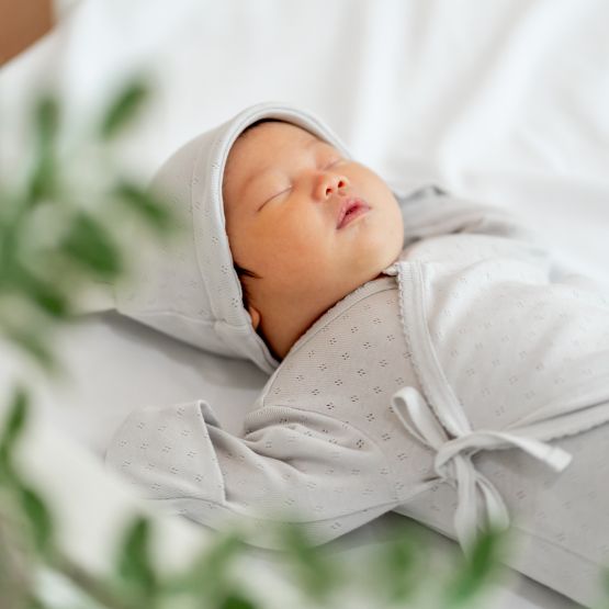 Organic Baby Long Sleeve Kimono Sleepsuit in Grey