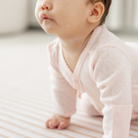 Organic Baby Long Sleeve Kimono Sleepsuit in Pink