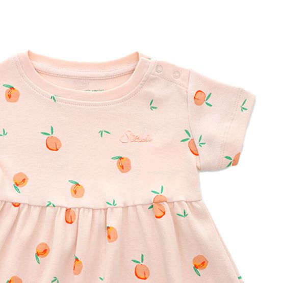 Baby Girl Organic Dress in Peach Print