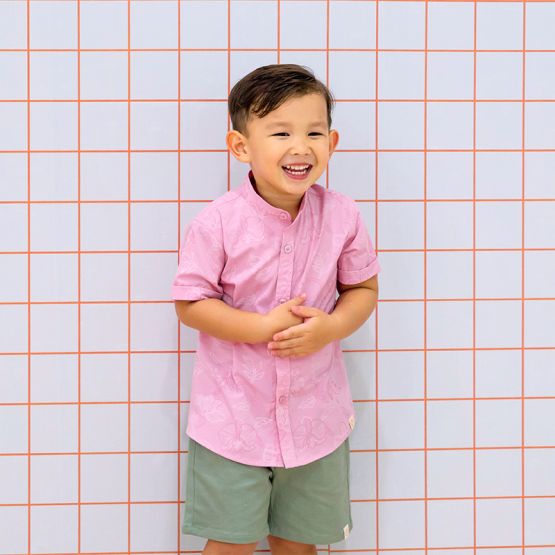 Heritage Series - Boys Shirt in Pink Orchid Print