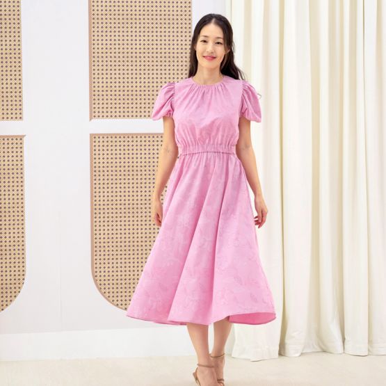 Heritage Series - Ladies Cutout Dress in Pink Orchid Print 