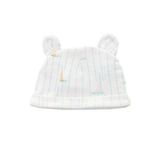 Baby Organic Bear Hat in Sail Boat Print