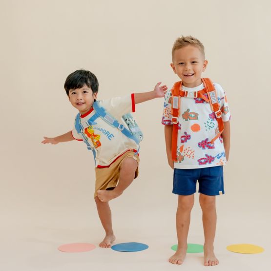 A Singapore Series -  Kids Tee in Festive Dragon Playground Print