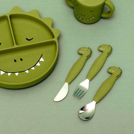 Silicone Cutlery Set 3-Pack - Mr Dino by Trixie