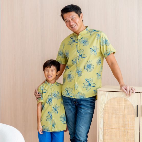 Spring Series - Boys Shirt in Jade Magnolia (Personalisable)