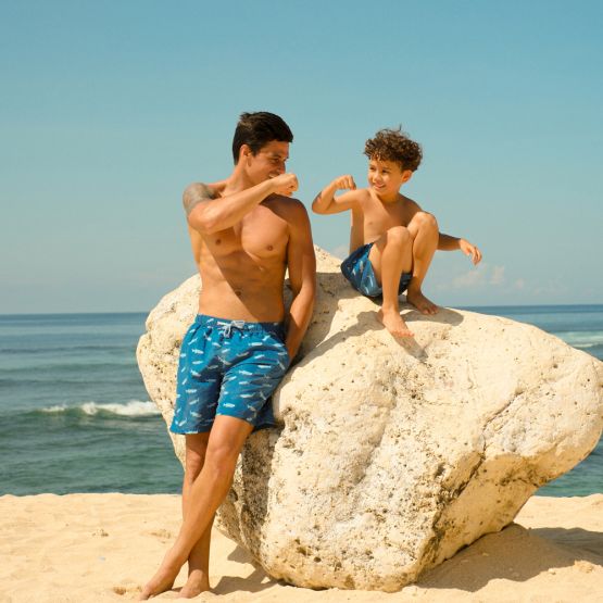 Swim Shorts in Shark Print (Adult)